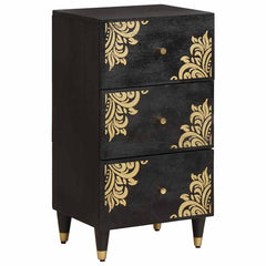 Sideboard and Gold Solid Mango Wood in Black