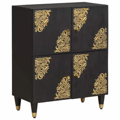 vidaXL Sideboard with Shelf Black 60 x 33 x 75 cm Solid Mango Wood 1