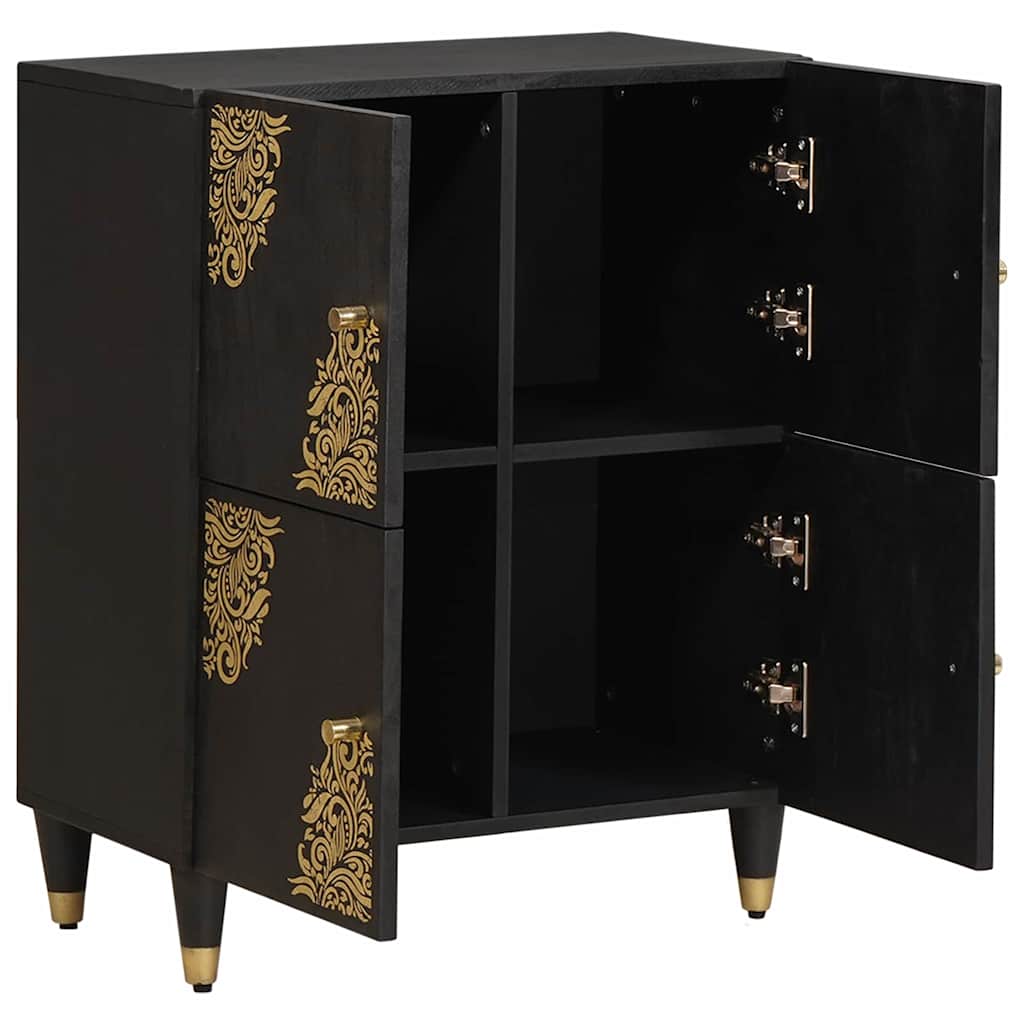 vidaXL Sideboard with Shelf Black 60 x 33 x 75 cm Solid Mango Wood 2