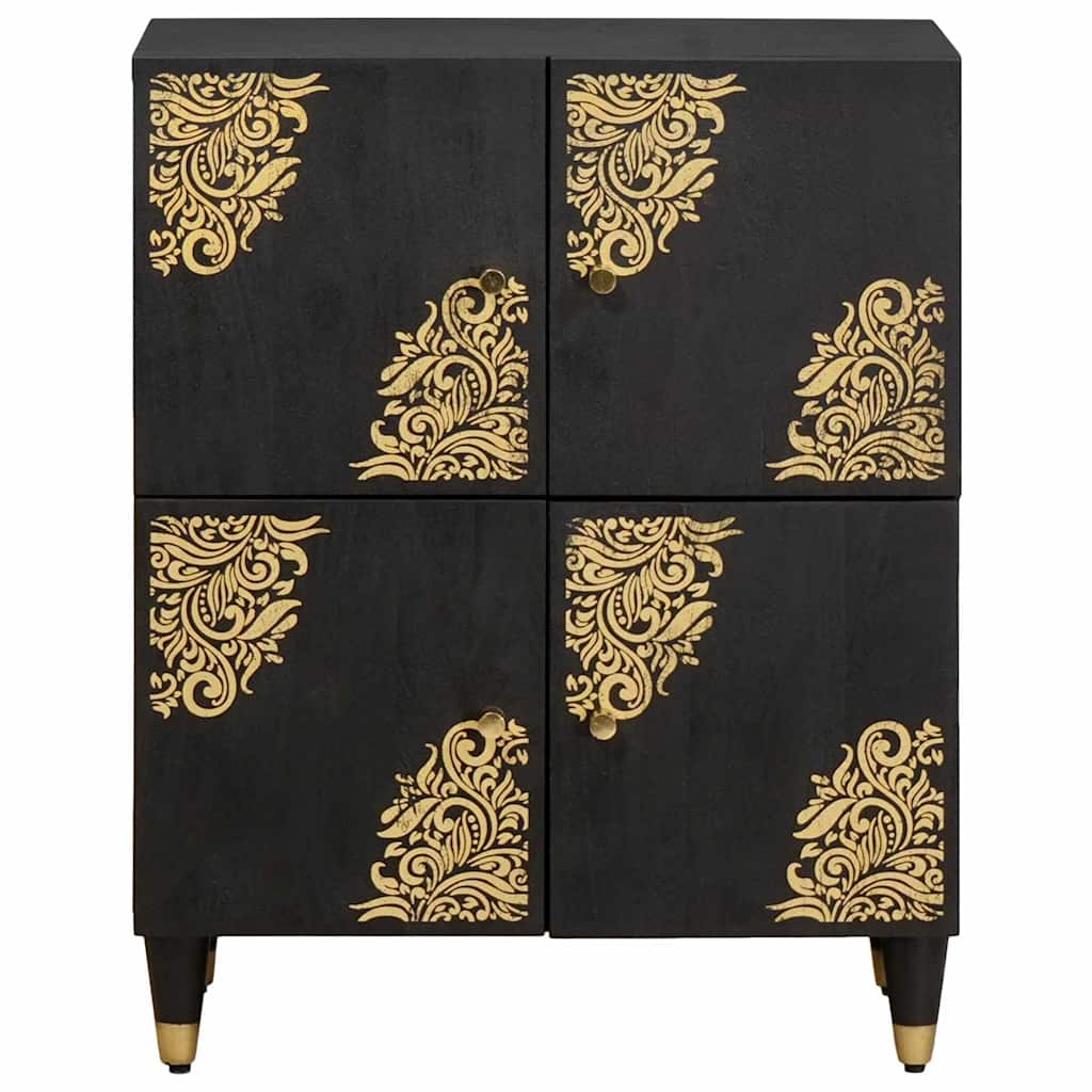 vidaXL Sideboard with Shelf Black 60 x 33 x 75 cm Solid Mango Wood 3