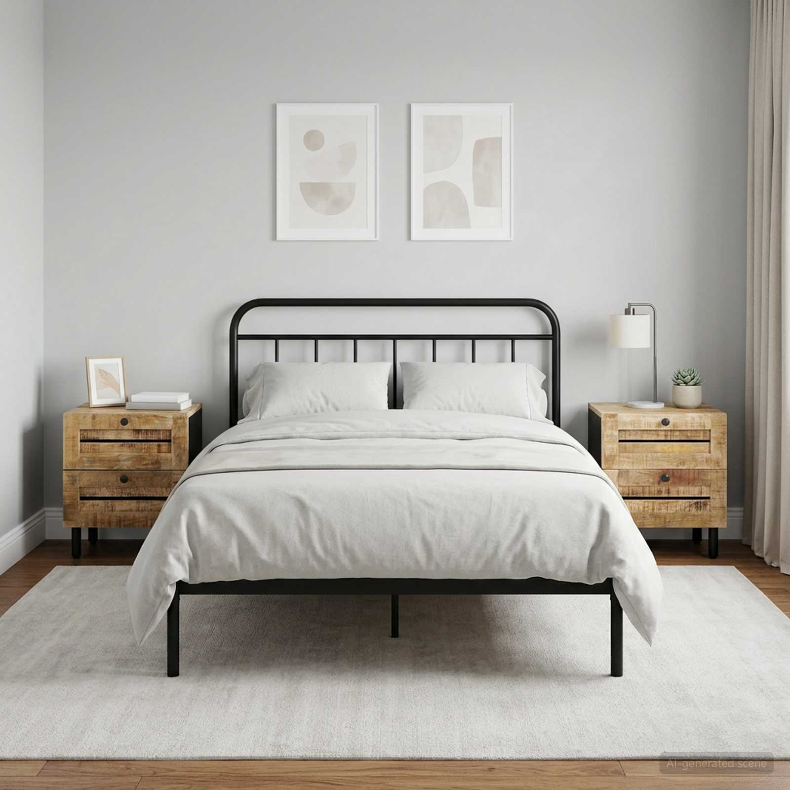 vidaXL Bedside Table 2 pcs Natural 40 x 33 x 46 cm Solid Mango Wood 1