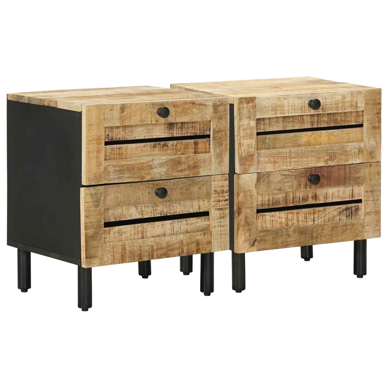 vidaXL Bedside Table 2 pcs Natural 40 x 33 x 46 cm Solid Mango Wood 2