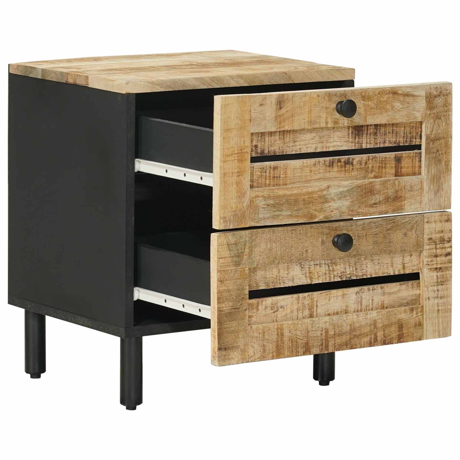 vidaXL Bedside Table 2 pcs Natural 40 x 33 x 46 cm Solid Mango Wood 3