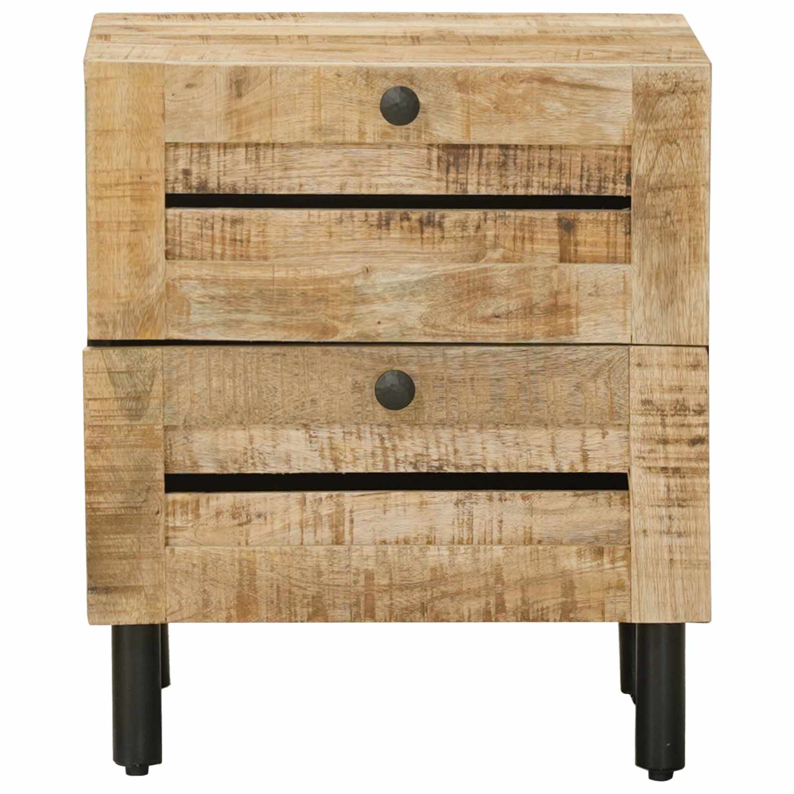 vidaXL Bedside Table 2 pcs Natural 40 x 33 x 46 cm Solid Mango Wood 4