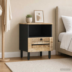 vidaXL Bedside Table Natural 40 x 33 x 46 cm Solid Mango Wood 1