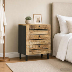 vidaXL Bedside Table Natural 50 x 33 x 62 cm Solid Mango Wood 1