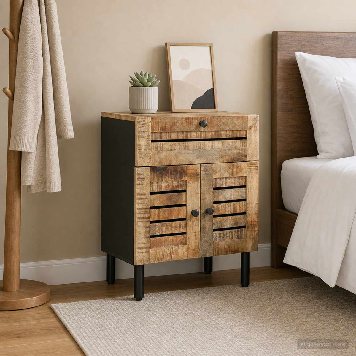 vidaXL Bedside Table Natural 50 x 33 x 60 cm Solid Mango Wood 1