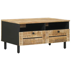 vidaXL Coffee Table Brown and Black 80 x 54 x 40 cm Solid Mango Wood 2