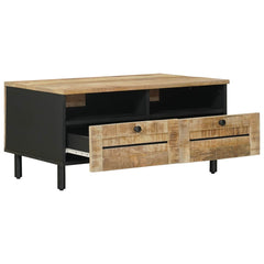 vidaXL Coffee Table Brown and Black 80 x 54 x 40 cm Solid Mango Wood 3