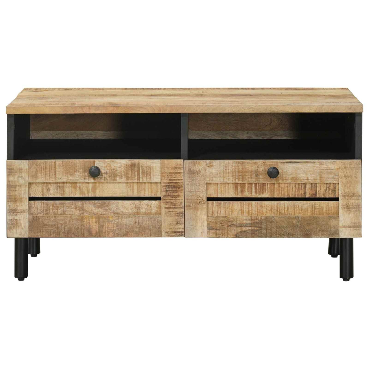 vidaXL Coffee Table Brown and Black 80 x 54 x 40 cm Solid Mango Wood 4