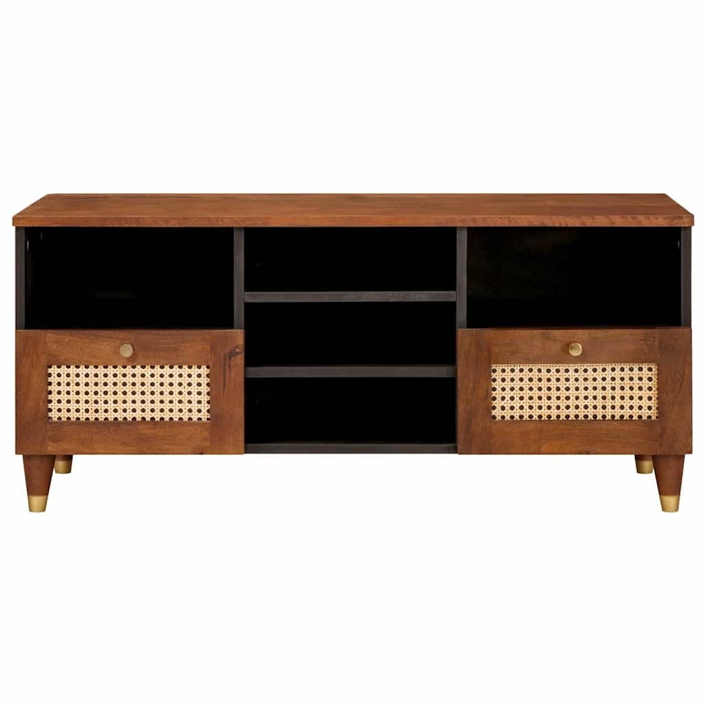 vidaXL TV Cabinet with Shelf Brown 100 x 33.5 x 46 cm Solid Mango Wood 3