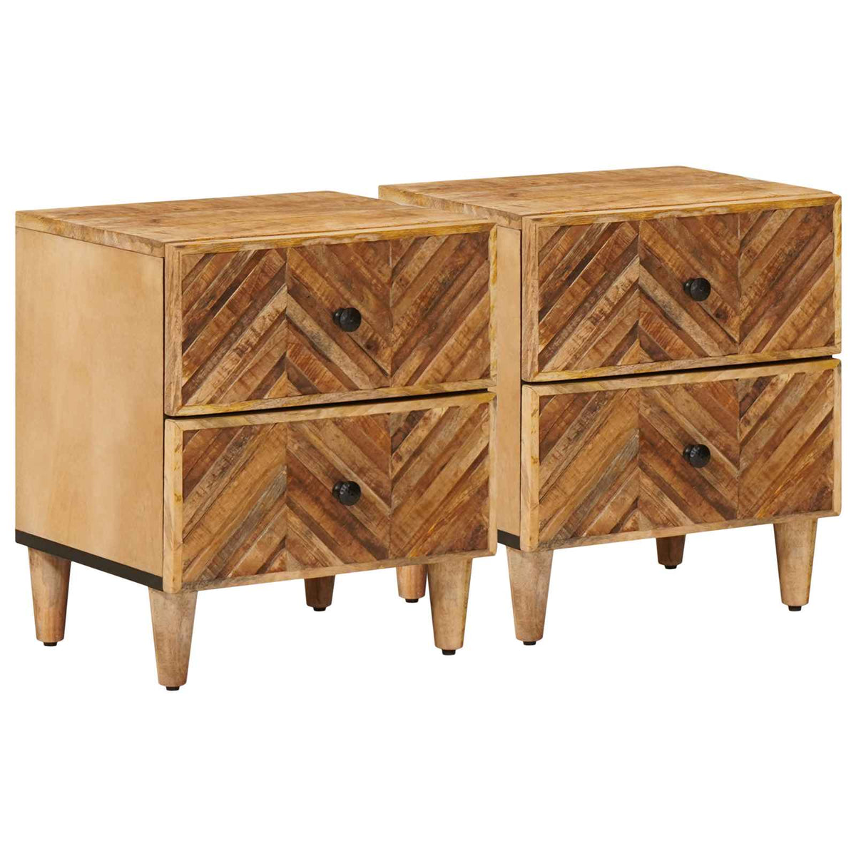 vidaXL Bedside Table 2 pcs Brown 40 x 33.5 x 46 cm Solid Mango Wood 1