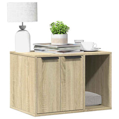 Cat Litter Box Enclosure 60x40x40 cm Engineered Wood Right-side Door Sonoma oak