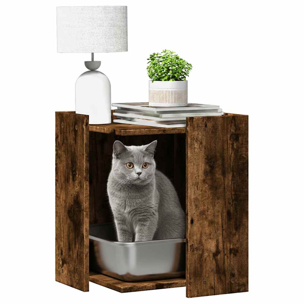 vidaXL Cat Litter Box Enclosure Smoked Oak 42 x 42 x 51 cm 3