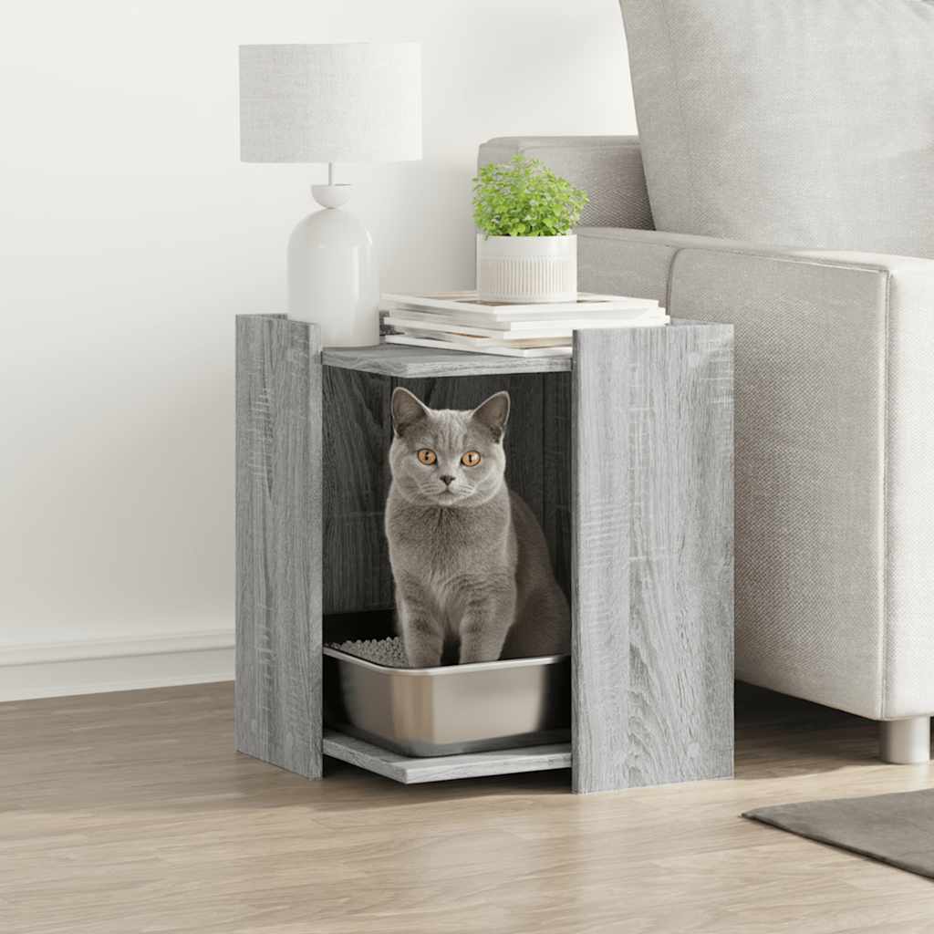 vidaXL Cat Litter Box Enclosure Grey Sonoma 42 x 42 x 51 cm 1