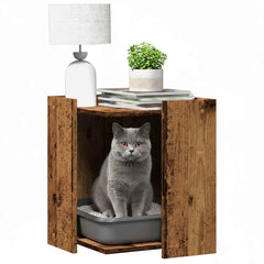 vidaXL Cat Litter Box Enclosure Old Wood 42 x 42 x 51 cm 3
