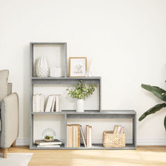 vidaXL Room Divider Bookcase 3-Tier Concrete Grey 123x29x123 cm Engineered Wood 3