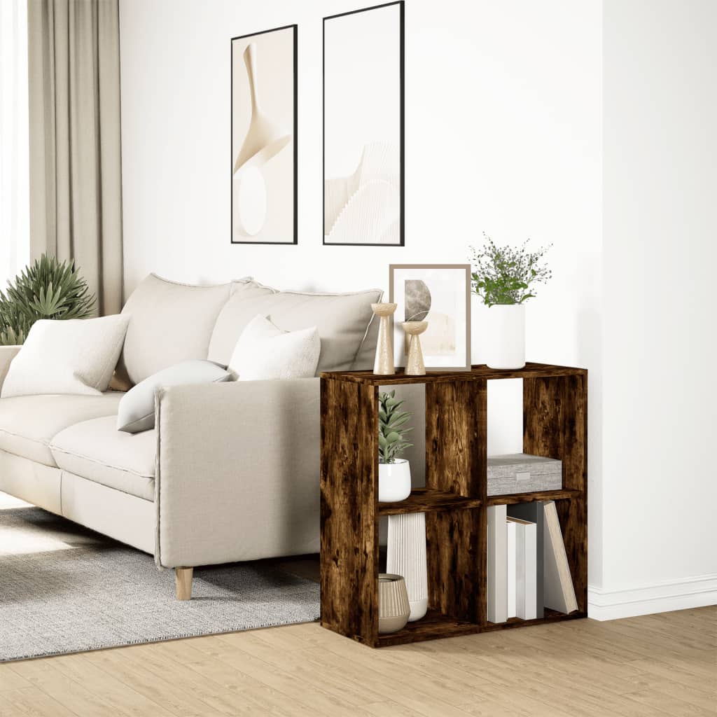 vidaXL Room Divider Bookcase Smoked Oak 69,5x29x69,5 cm Engineered Wood 4