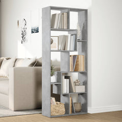 vidaXL Room Divider Bookcase Concrete Grey 67x25x161.5 cm Engineered Wood 4