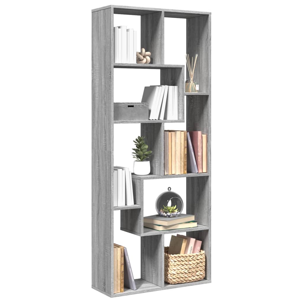 vidaXL Room Divider Bookcase Grey Sonoma 67x25x161.5 cm Engineered Wood 1