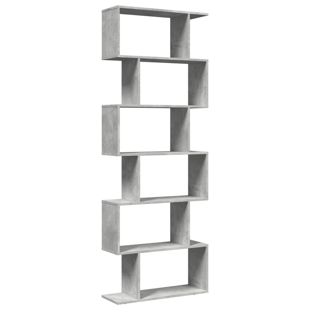 vidaXL Room Divider Bookcase 6-Tier Concrete Grey 70x24x193 cm Engineered Wood 2