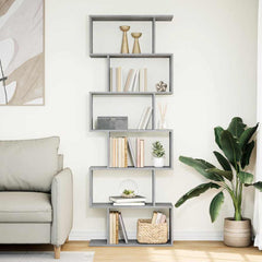 vidaXL Room Divider Bookcase 6-Tier Concrete Grey 70x24x193 cm Engineered Wood 3