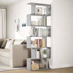 vidaXL Room Divider Bookcase 6-Tier Concrete Grey 70x24x193 cm Engineered Wood 4