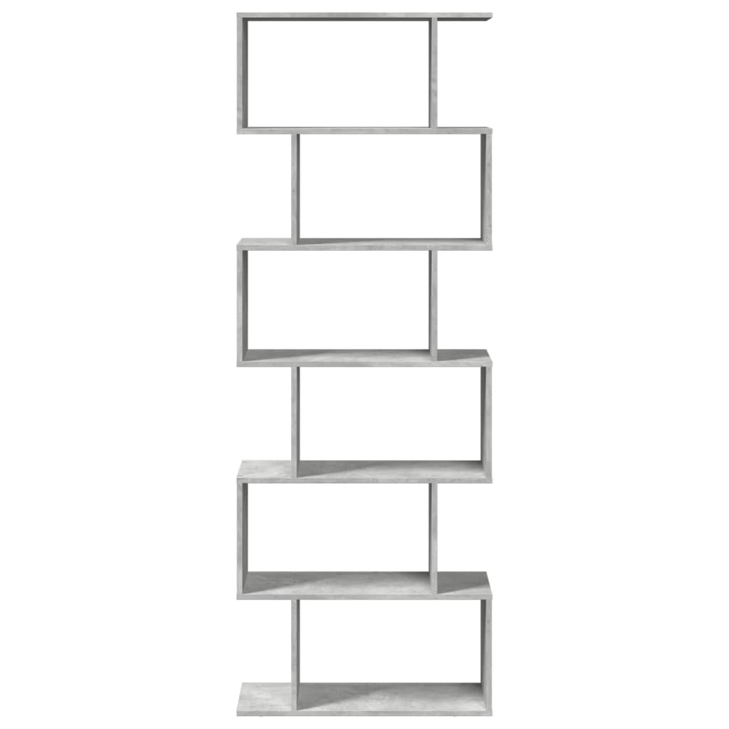 vidaXL Room Divider Bookcase 6-Tier Concrete Grey 70x24x193 cm Engineered Wood 5