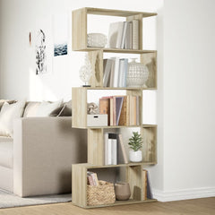 vidaXL Room Divider Bookcase 5-Tier Sonoma Oak 70x24x161 cm Engineered Wood 4