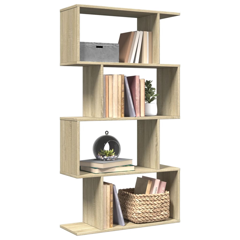 vidaXL Room Divider Bookcase 4-Tier Sonoma Oak 70x24x129 cm Engineered Wood 1
