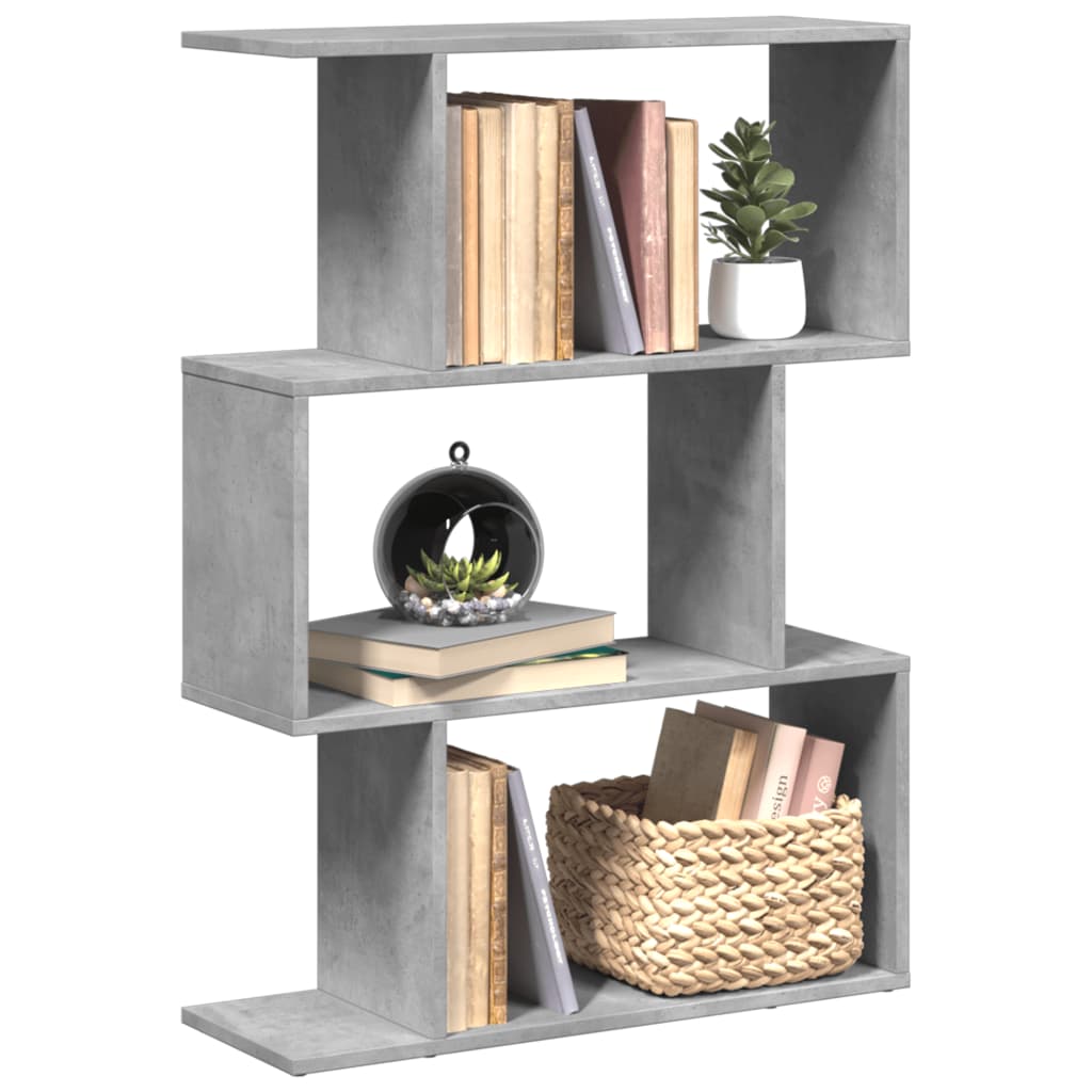 vidaXL Room Divider Bookcase 3-Tier Concrete Grey 70x24x97 cm Engineered Wood 1