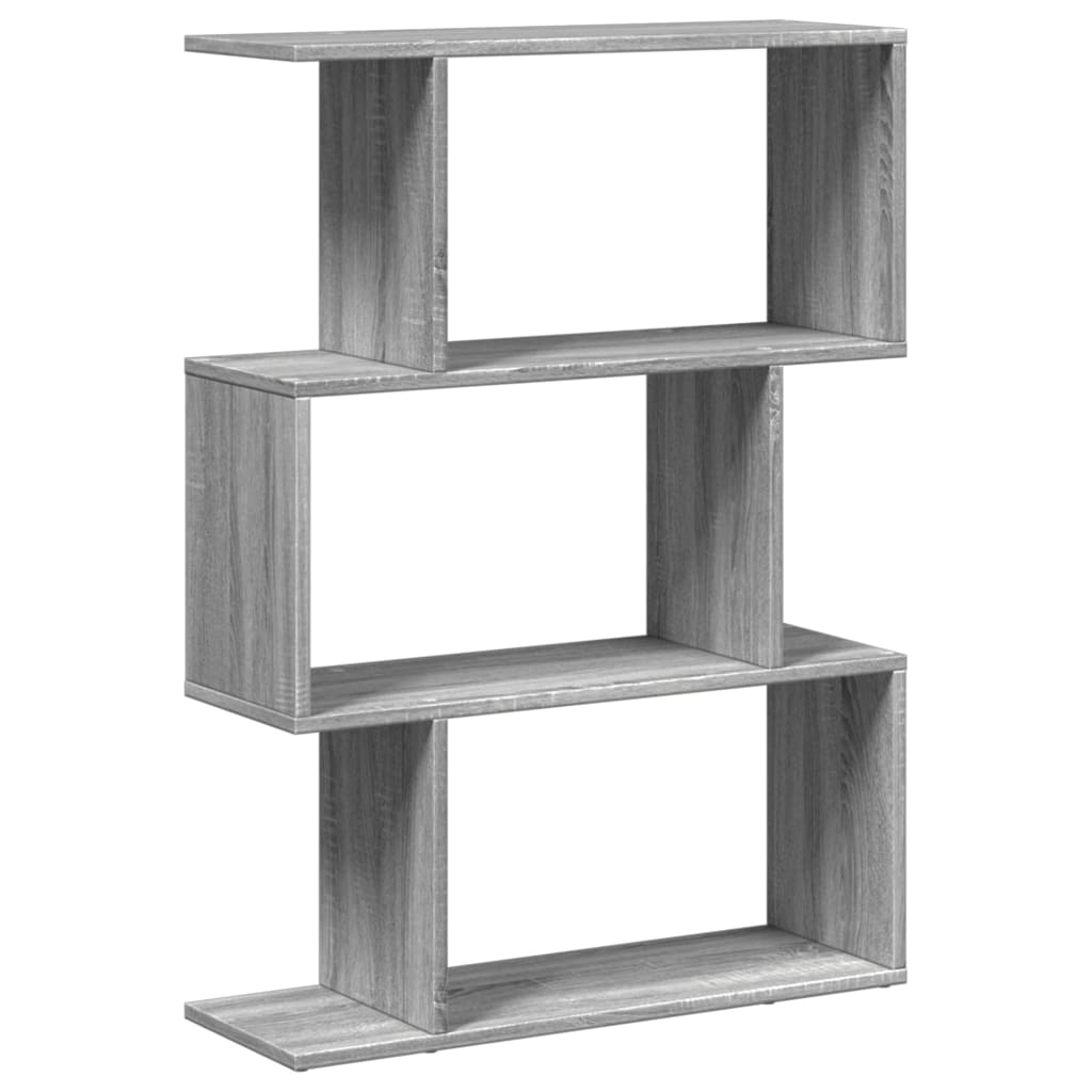 vidaXL Room Divider Bookcase 3-Tier Grey Sonoma 70x24x97 cm Engineered Wood 2