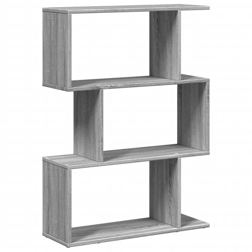 vidaXL Room Divider Bookcase 3-Tier Grey Sonoma 70x24x97 cm Engineered Wood 5