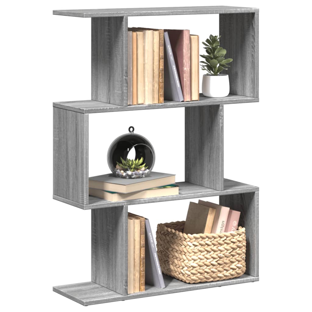 vidaXL Room Divider Bookcase 3-Tier Grey Sonoma 70x24x97 cm Engineered Wood 1