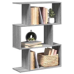 vidaXL Room Divider Bookcase 3-Tier Grey Sonoma 70x24x97 cm Engineered Wood 1