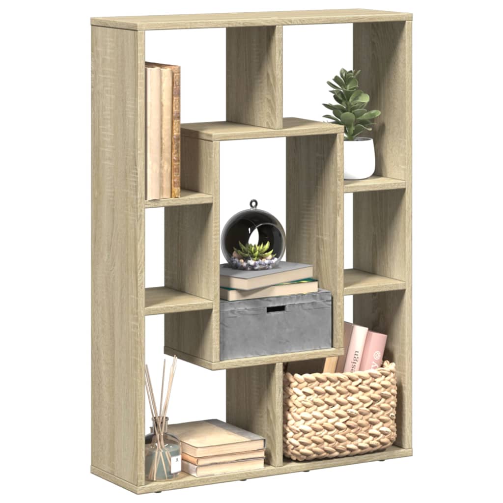 vidaXL Bookcase Sonoma Oak 63x20x90 cm Engineered Wood 1