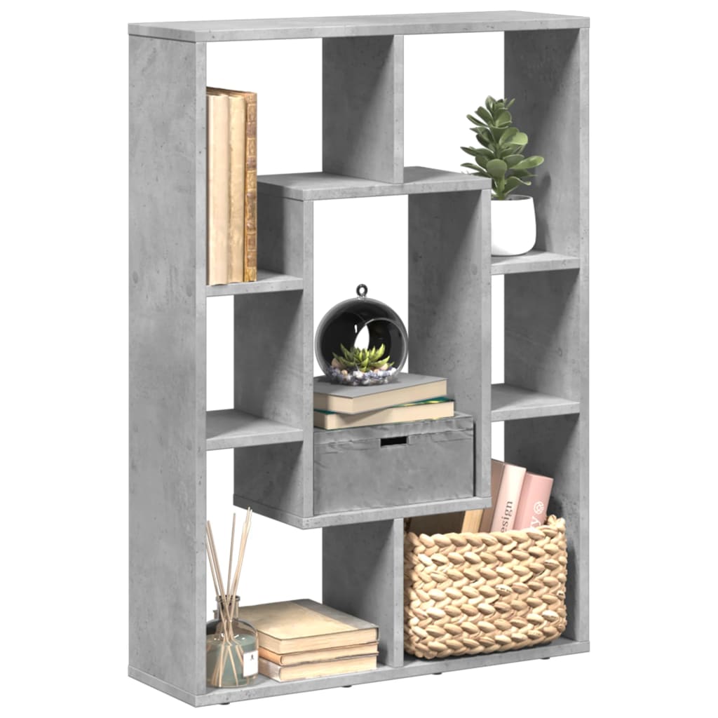 Bookcase Engineered Wood in Concrete Grey