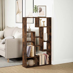 vidaXL Bookcase Smoked Oak 72x20x120,5 cm Engineered Wood 4