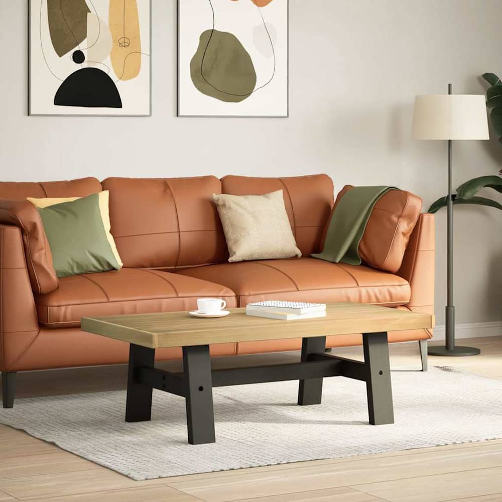 Coffee Table NOAIN 119 x 60 x 40 cm Solid Pine Wood Natural A shape