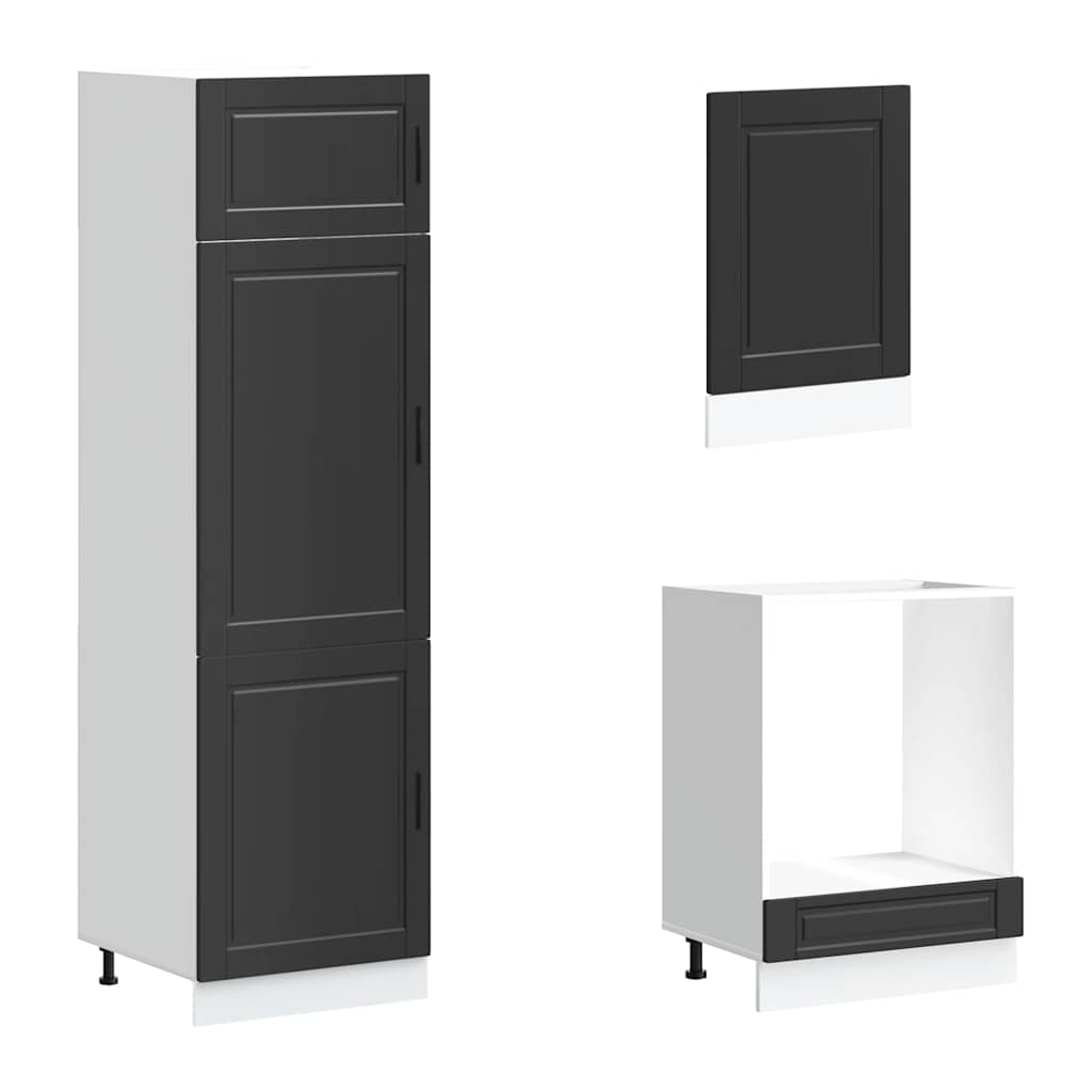 7 Piece Kitchen Cabinet Set "Porto" Engineered Wood Black