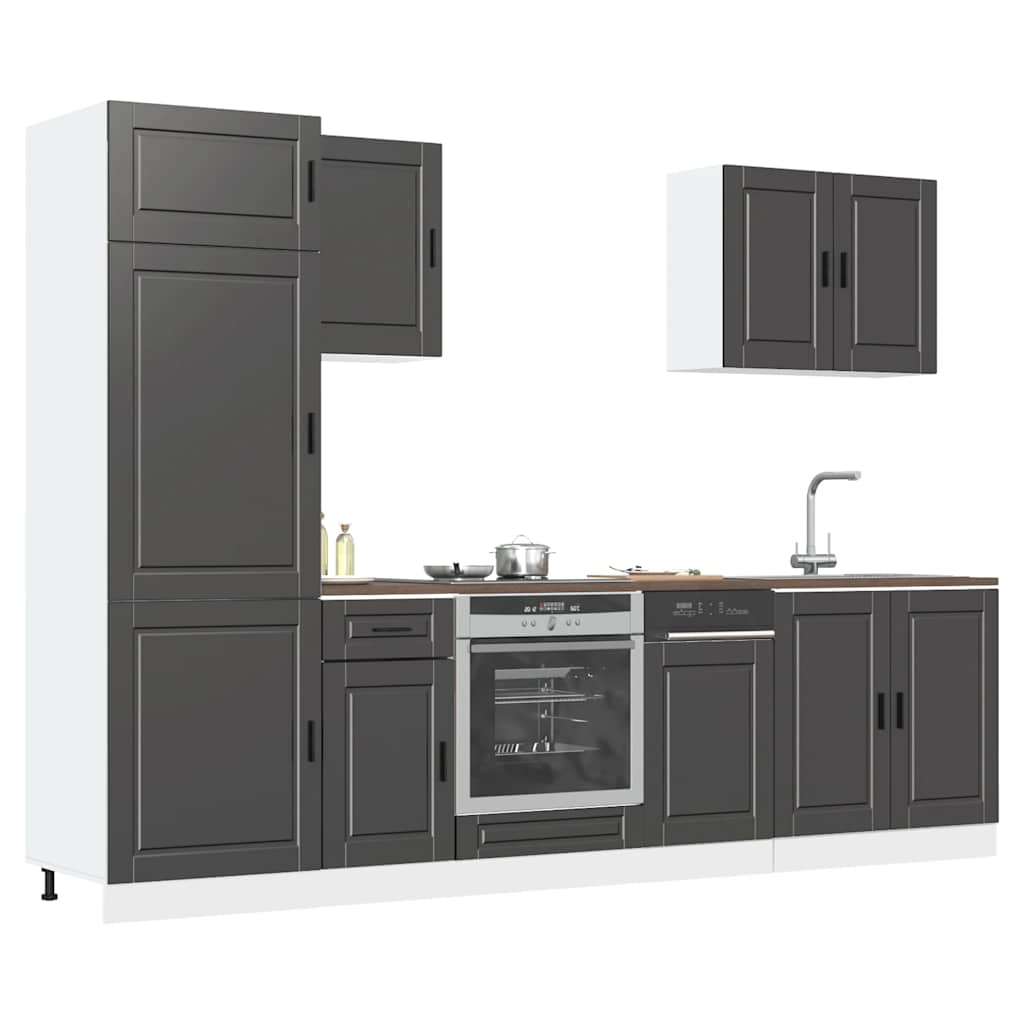 7 Piece Kitchen Cabinet Set "Porto" Engineered Wood Black