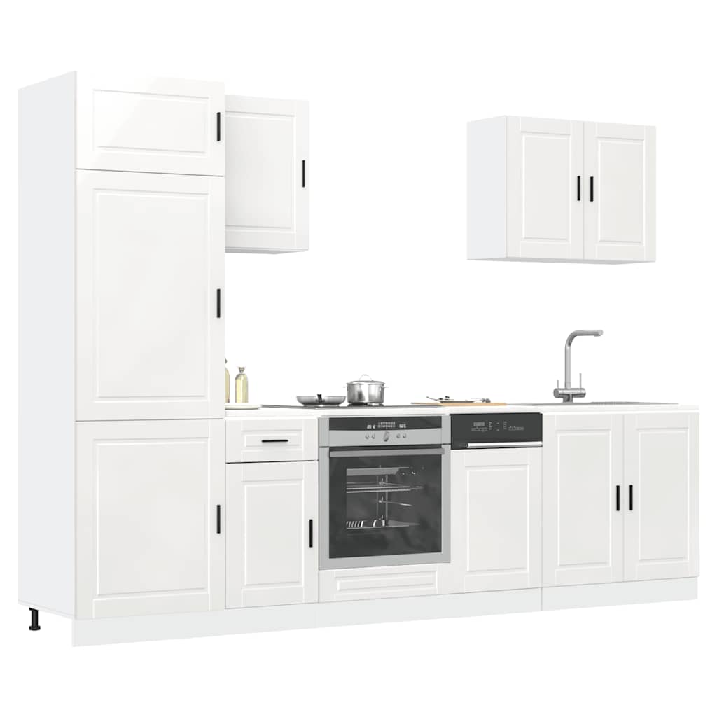 7 Piece Kitchen Cabinet Set "Porto" Engineered Wood High gloss white