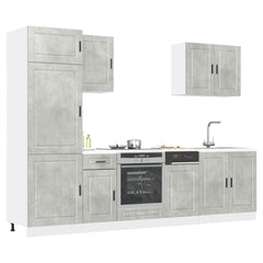 7 Piece Kitchen Cabinet Set "Porto" Engineered Wood Concrete grey