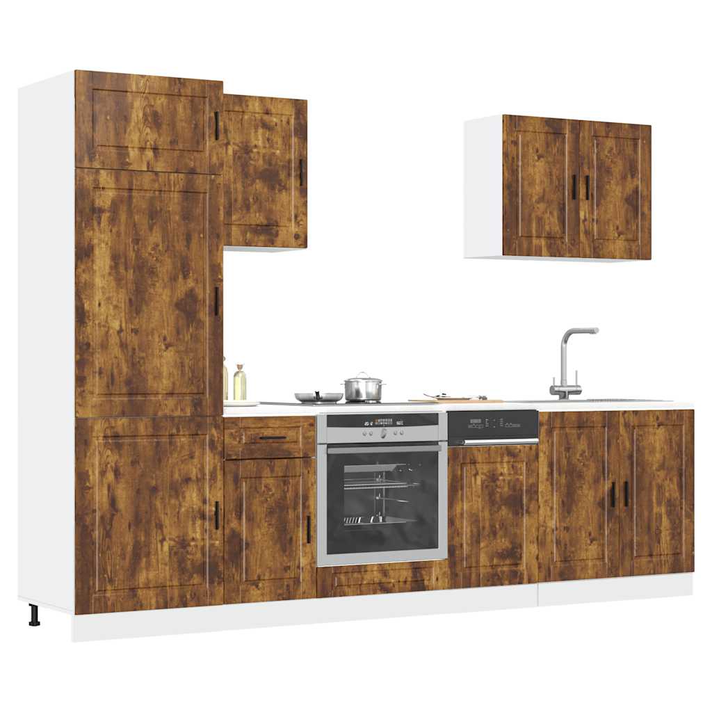 7 Piece Kitchen Cabinet Set "Porto" Engineered Wood Smoked oak