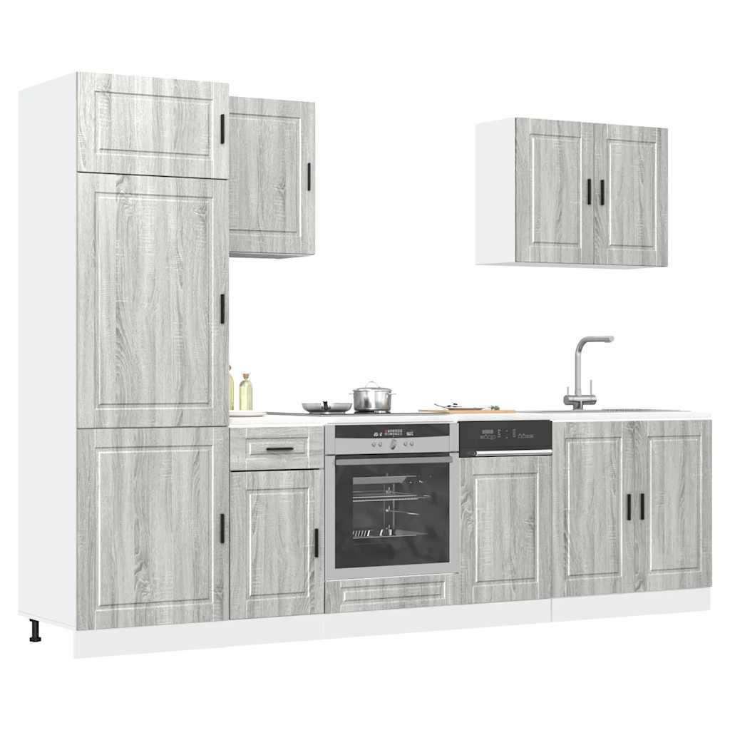 7 Piece Kitchen Cabinet Set "Porto" Engineered Wood Grey sonoma
