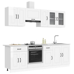 8 Piece Kitchen Cabinet Set "Kalmar" Engineered Wood High gloss white