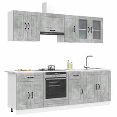 8 Piece Kitchen Cabinet Set "Kalmar" Engineered Wood Concrete grey