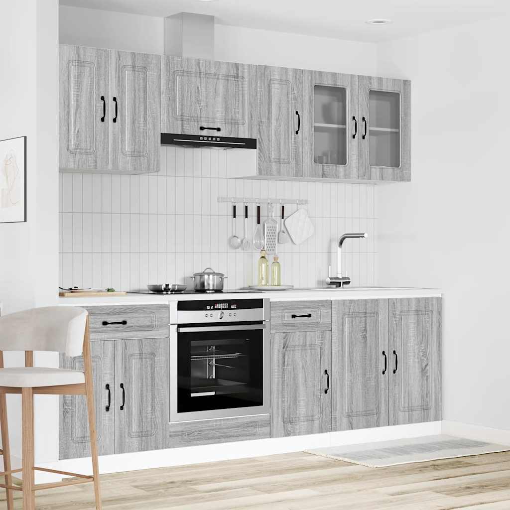 8 Piece Kitchen Cabinet Set "Kalmar" Engineered Wood Grey sonoma