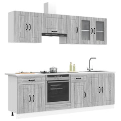 8 Piece Kitchen Cabinet Set "Kalmar" Engineered Wood Grey sonoma