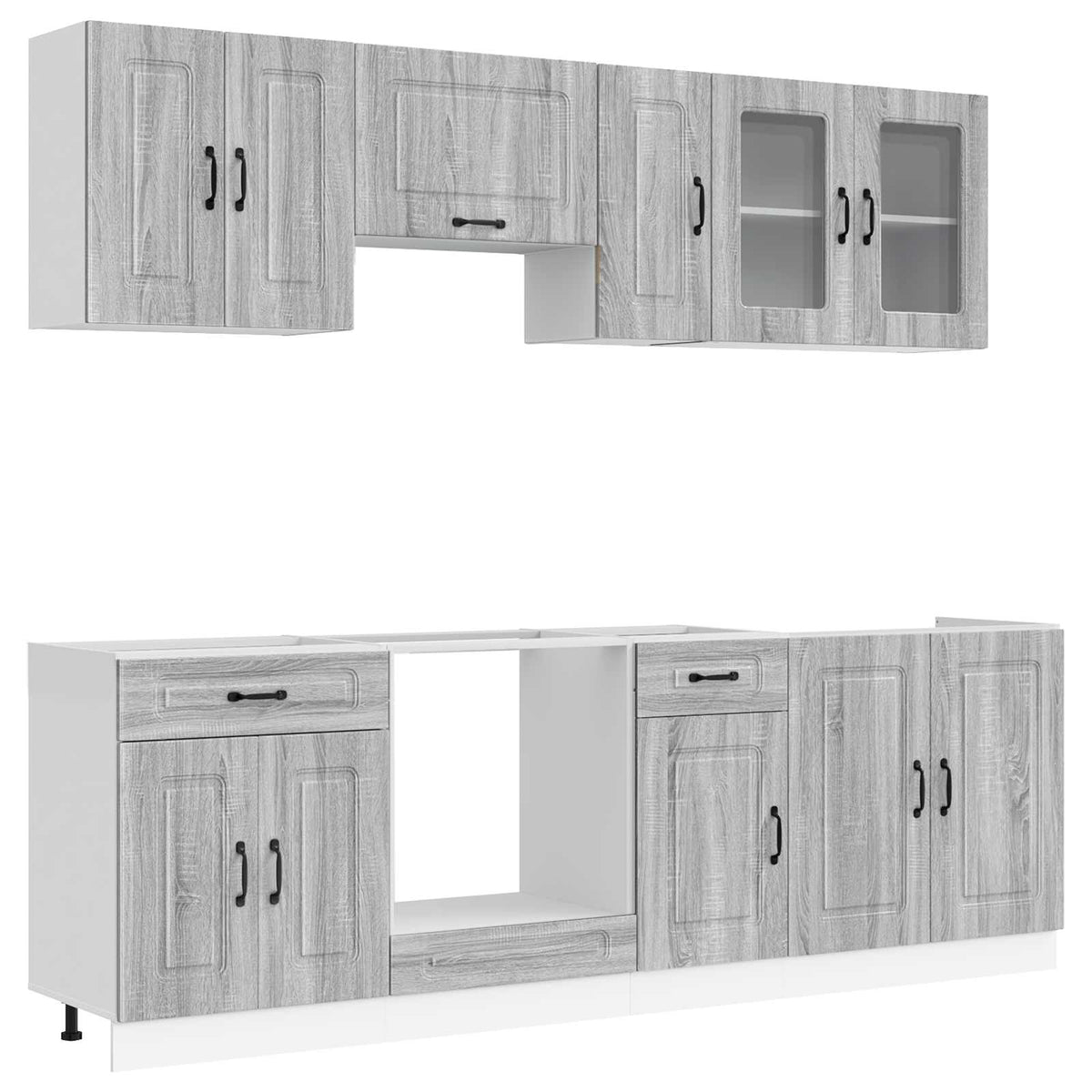 8 Piece Kitchen Cabinet Set "Kalmar" Engineered Wood Grey sonoma